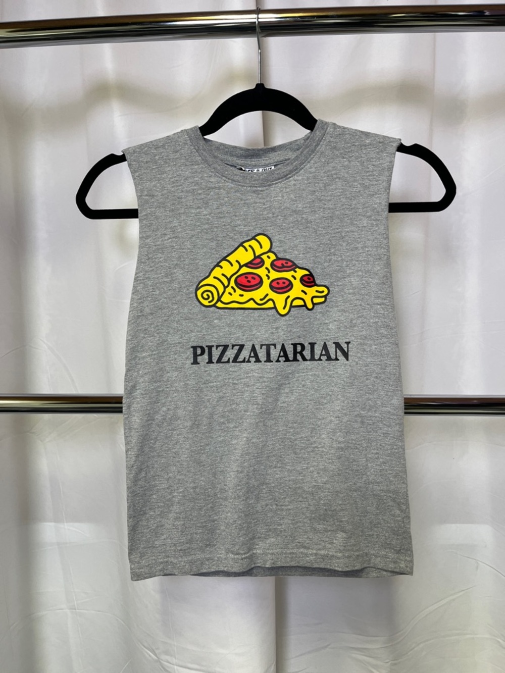 Three & Out Boys Gray “Pizzatarian”Graphic Tank Top size 6